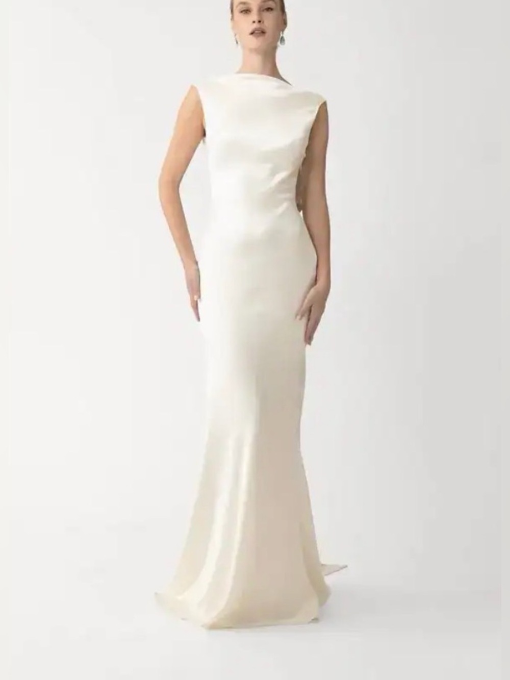 Elegant Ivory Satin Gown - Women's Formal Dress